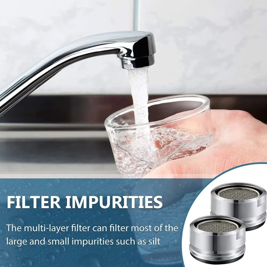 Wasserhahn Belüfter aus Messing mit 24mm Gewinde in Silber für Küche und Badezimmer - Bild 4