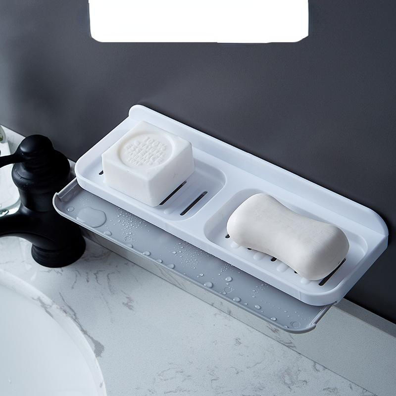 Chenxiaogang Doppelter Gitter-Seifenhalter und Schwammhalter für Badezimmer und Küche, Grau, Wandmontage - Bild 4
