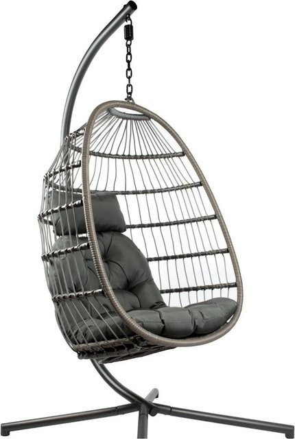 osoltus Hängesessel Pura Gartenlounger in Grau mit Hängezugfeder und Standmontage - Bild 1