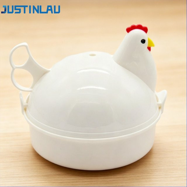 JUSTINLAU Mikrowellen-Eierkocher in Hühnerform aus Aluminium und PP, Farbe: Weiß - Bild 1