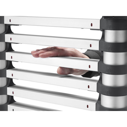 Hailo Teleskopleiter T80 FlexLine aus Aluminium mit 9 Sprossen, Silber, Schwarz, Rot, max. Arbeitshöhe: 3,4 m - Bild 6