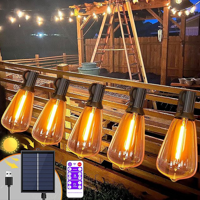 Wetterfeste Solar-Lichterkette mit Fernbedienung und IP65 Schutz für Garten, Terrasse und Balkon - Bild 1