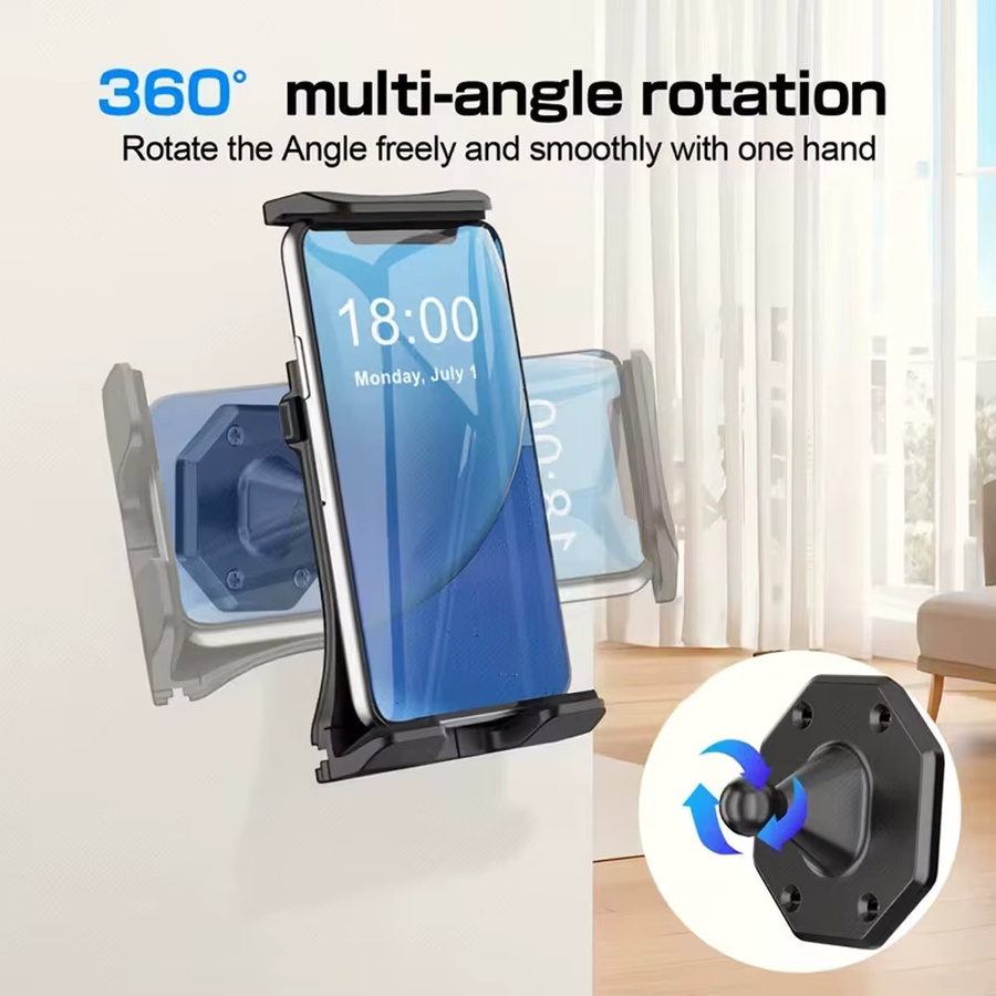 Homhu Wandmontierte 360 Grad Drehbarer Telefon- und Tablet-Halter in Schwarz für 4,7 bis 13 Zoll - Bild 2