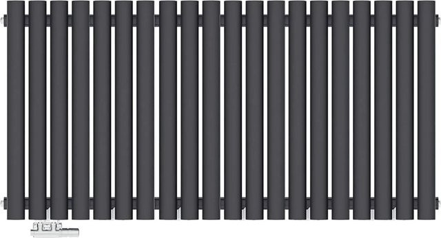 Emke Röhrenheizkörper Oval Anthrazit Doppellagiger Paneelheizkörper für Warmwasserbetrieb Breite: 120 cm, Höhe: 60 cm, Leistung: 1828 W - Bild 1