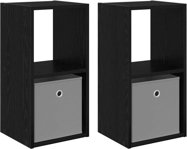 vidaXL Nachttisch Set 2 Stück in Schwarz und Eichen-Optik, modern, B/T/H: 30,5 x 27 x 59,5 cm - Bild 1
