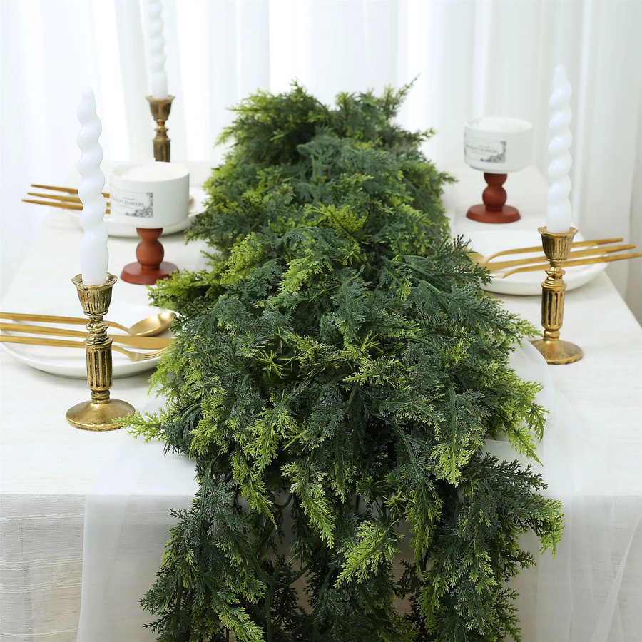 Sinsoledad Künstliche Weihnachtsgirlande aus grüner Zeder und Kiefer mit Blättern für deine Dekoration - Bild 3