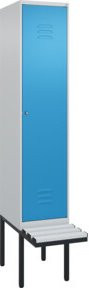 C+P Spind Classic PLUS Garderobenspind mit Bank, 1 Abteil, Lichtgrau, B/T/H: 212 x 40 x 81,5 cm, mit Zylinderschloss und 4 Garderobenhaken - Bild 1
