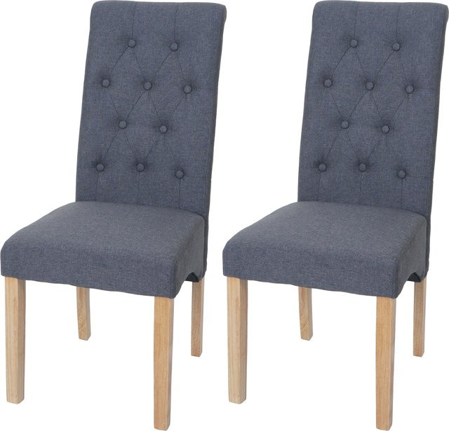 2er-Set Esszimmerstühle MCW-O65e Chesterfield Polsterstühle aus Stoff in Dunkelgrau - Bild 1