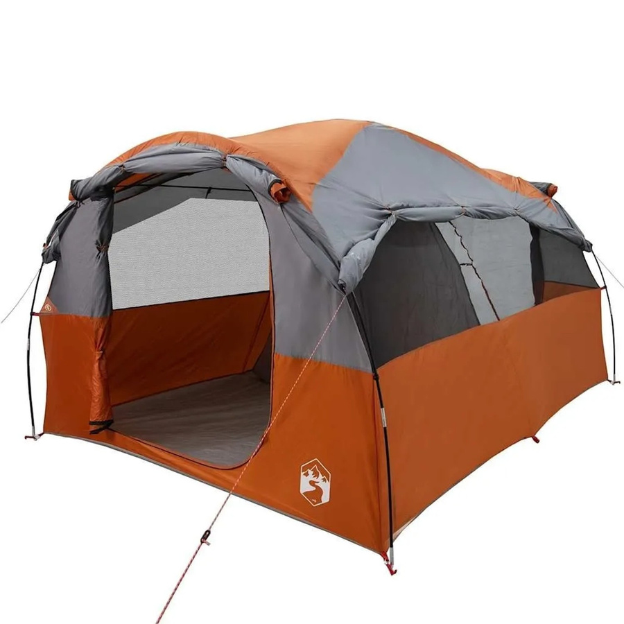vidaXL Tunnel-Familienzelt für 6 Personen in Grau und Orange, wasserdicht - Bild 2