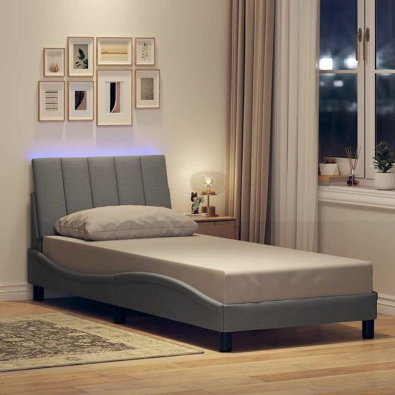 Vidaxl Polsterbett Hanko in Grau aus Stoff und Metall, B/T/H: 80 x 200 cm - Bild 1