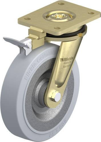 Blickle Lenkrolle LS-SE 200K-SG-RI4 mit Feststeller in Silber/Grau, Rad-Durchmesser: 20 cm, Tragfähigkeit: 600 kg - Bild 1