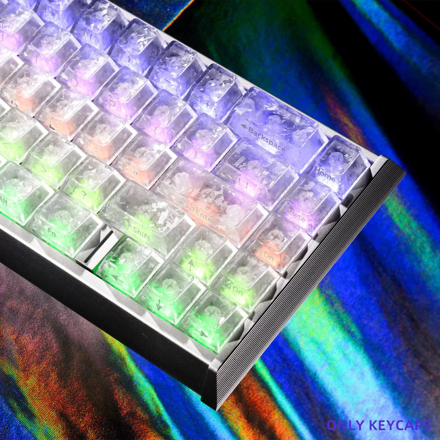 Carbon-Fiber Tastenkappen Set mit 132 Tasten aus PBT in Weiß und Transparent mit seitlicher Bedruckung für mechanische Tastaturen und magnetische Schalter im Originalprofil - Bild 3