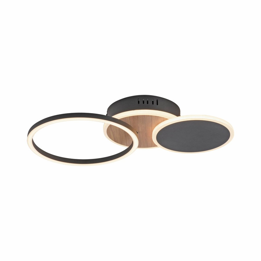 Just Light LED-Deckenleuchte Sevent in Holz-Braun und Schwarz, Ring-Design, 25,5W, warmweiß - Bild 2