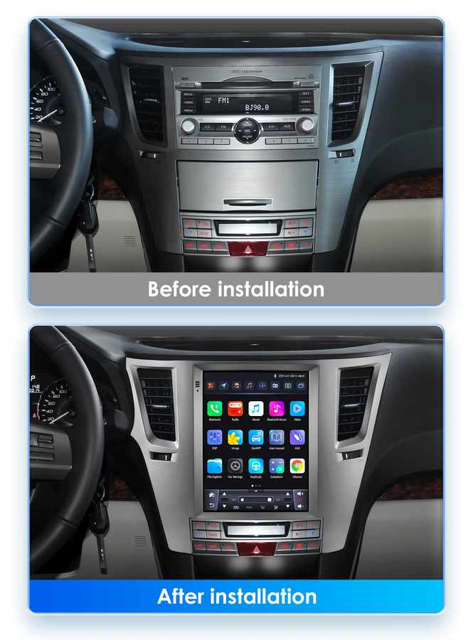 Hizpo Android Auto Radio mit 9,7 Zoll vertikalem Bildschirm für Subaru Outback Impreza Legacy 2009-2014, Carplay und 4G, Schwarz - Bild 2
