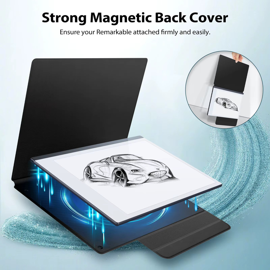 Moko Schutzhülle für Remarkable 2 mit 2-Tablett-Design, ultra dünne Magnet-Hülle mit integriertem Stifthalter, leichte Buch-Folio-Hülle in Braun - Bild 4