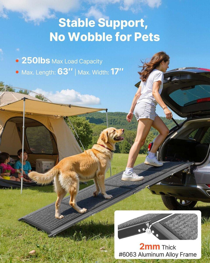 Faltbare Hunderampe für Autos von Buying Solutions, MB, Schwarz, Länge: 160 cm, Breite: 43,2 cm, für mittlere und große Hunde bis 113 kg mit rutschfester Filzoberfläche - Bild 8