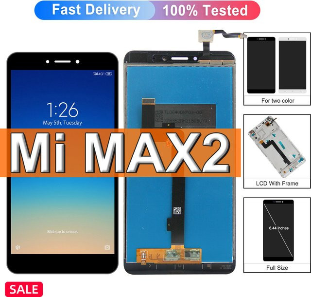 Xiaomi Mi Max 2 LCD-Display Ersatz mit Touchscreen und Rahmen, 6.44 Zoll, Schwarz oder Weiß - Bild 1