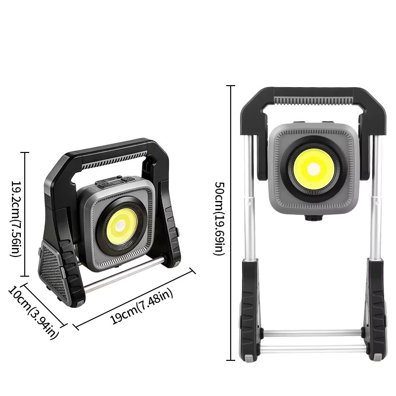 JIASHUAIXIN LED Multifunktions-Flutlichtstrahler für den Außenbereich, wasserdicht, wiederaufladbar, Farbe: Schwarz - Bild 2