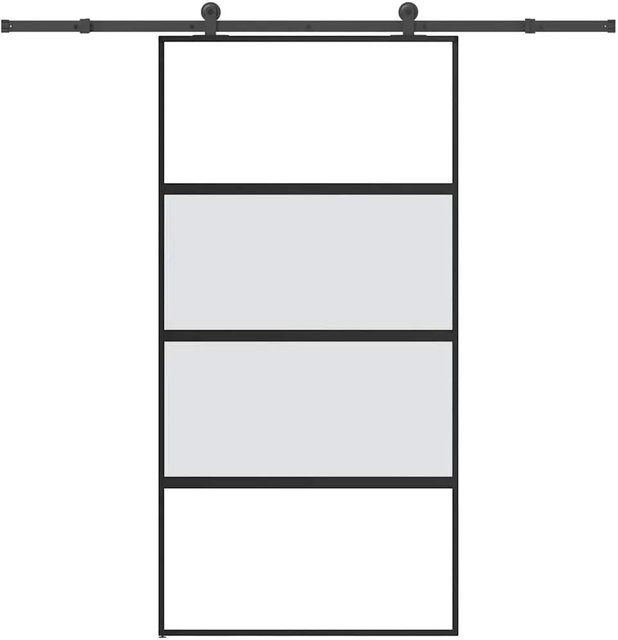 vidaXL Schiebetür aus Hartglas und Aluminium in Schwarz und Transparent, B: 102,5 cm, H: 205 cm - Bild 1
