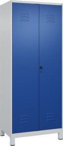 C+P Wäsche-Spind Classic PLUS mit 2 Abteilen und Sicherheits-Drehriegel, grau/blau, B/T/H: 80 x 50 x 195 cm - Bild 1
