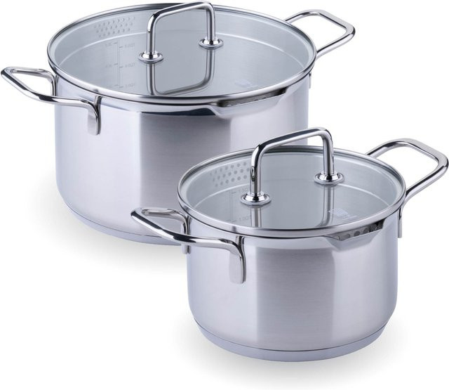 Fackelmann Topfset Nürnberg 4-teilig aus Edelstahl und Aluminium in Silber mit Deckeln - Bild 1
