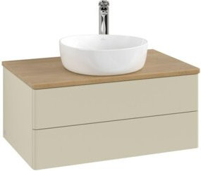 V&B Waschtischunterschrank Antao ohne Frontstruktur in Eiche Honig lackiert, B/T/H: 80 x 36 x 50 cm - Bild 1