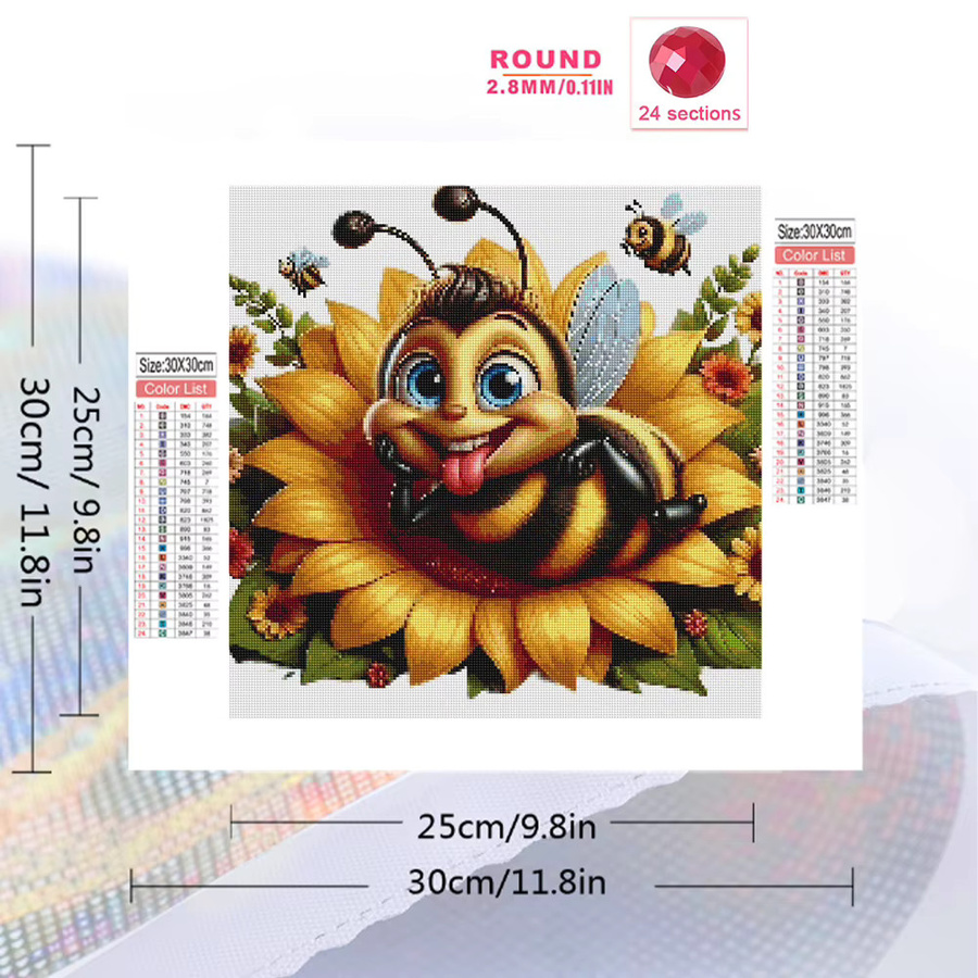 Momoart 5D DIY Diamantmalerei Biene und Blumen als Acryl-Bastelset in Multicolour, B/H: 20 x 20 cm - Bild 2
