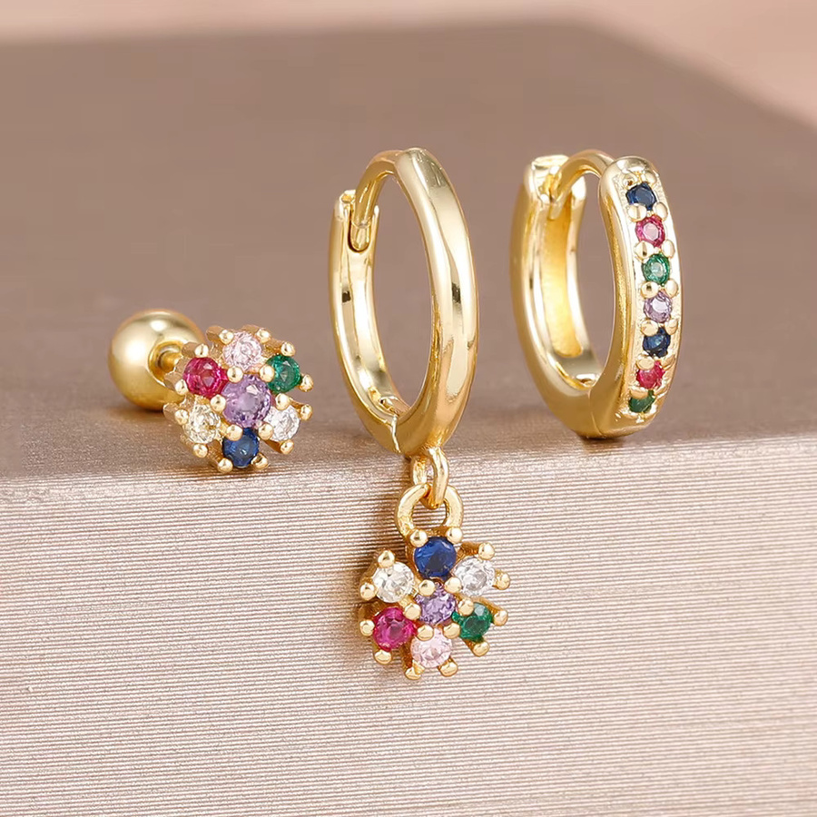 Yuedane Schmuck-Set, Creolen, Kristall, Gold, Damen - Bild 2