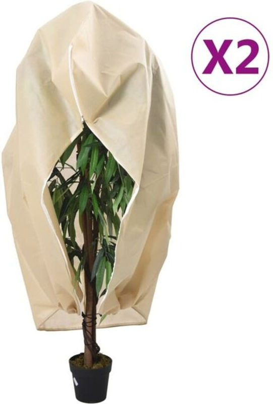Vidaxl Wintervlies mit Reißverschluss aus Polypropylen, 2 Stück, Beige, B: 3,14 m x H: 2,5 m, 70 g/m² - Bild 1