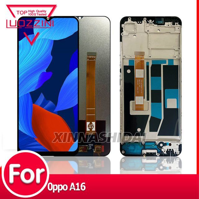 OPPO A16 LCD-Display mit Touchscreen und Digitizer-Rahmen-Baugruppe in Schwarz - Bild 1
