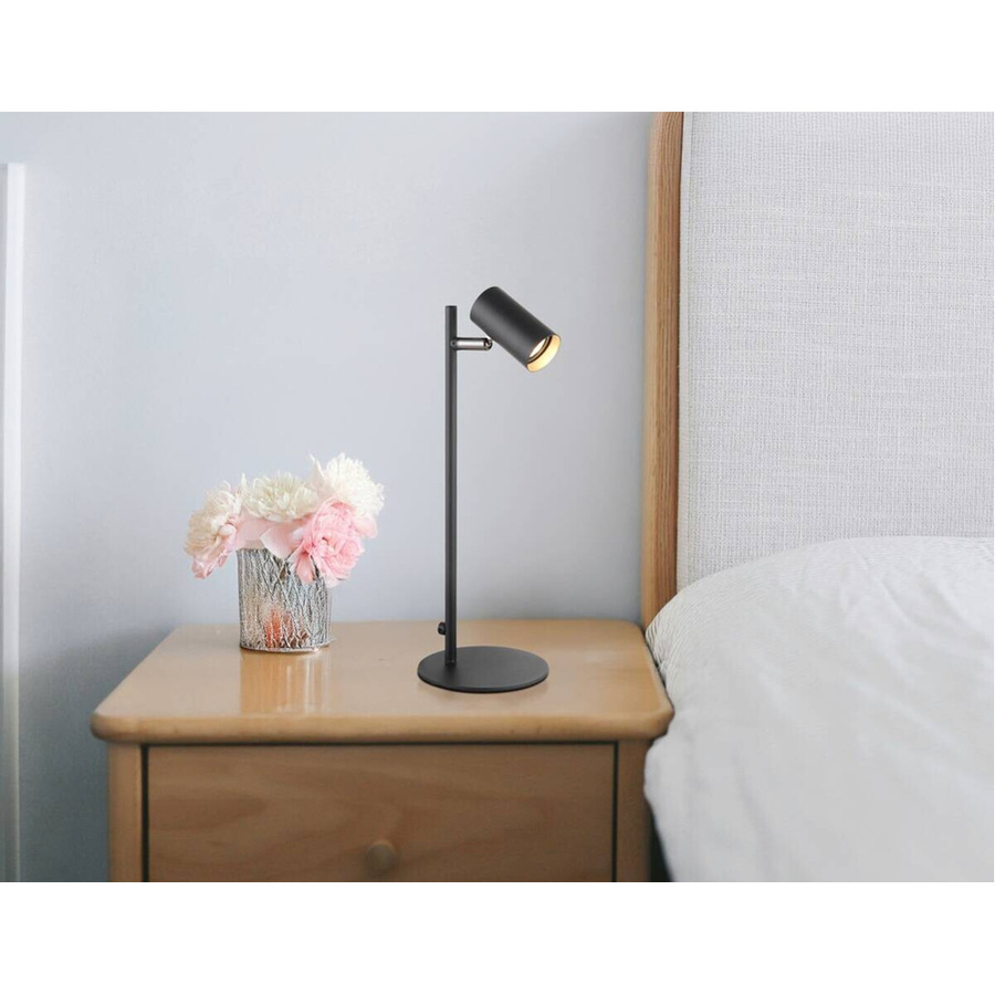 GLOBO Lighting Tischleuchte ESTE in Schwarz und Chrom aus Aluminium und Metall, verstellbar, B/T/H: 5 x 14 x 36,5 cm - Bild 2