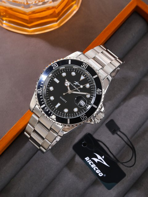 RICECGO Armbanduhr Edelstahl, Quarz, Schwarz, Herren - Bild 1