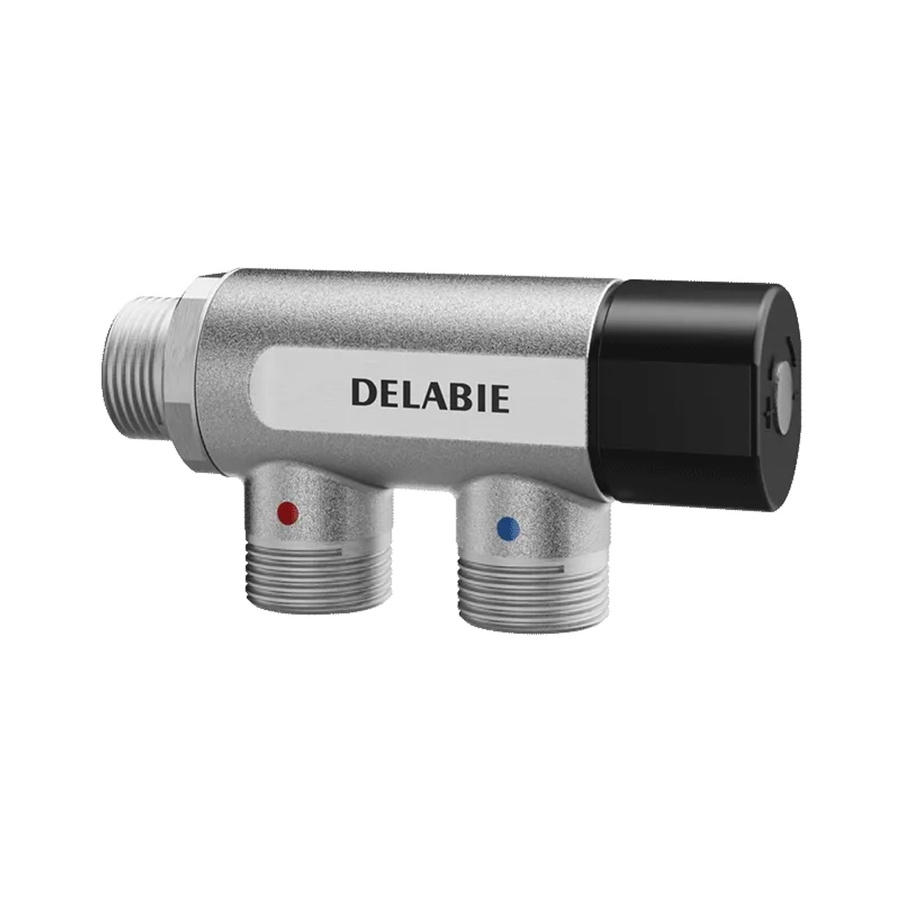 Delabie PREMIX COMPACT Thermostat-Mischbatterie G3/4B aus Messing in Silber unverchromt mit Safety-Stop - Bild 2