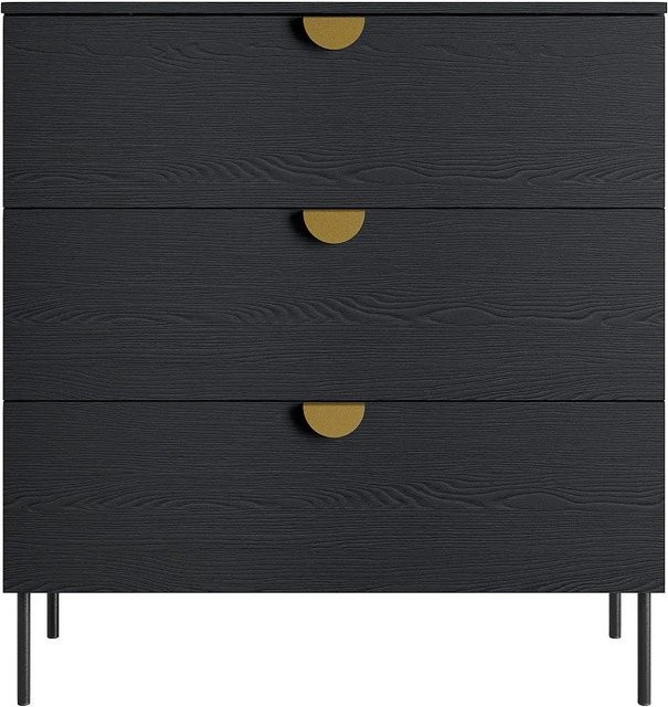 Vente-unique Kommode Nataniel in Schwarz mit Gold-Akzenten, Breite: 100 cm - Bild 1