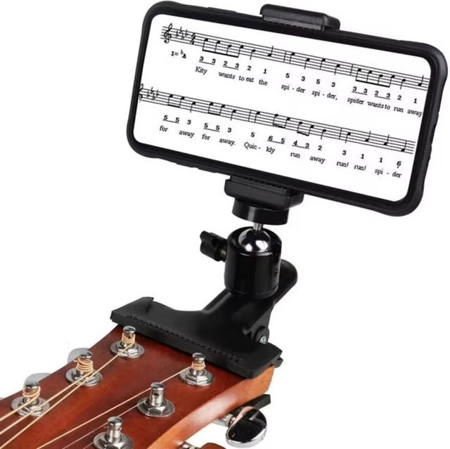 Miwayer Gitarrenkopf Clip Handyhalterung in Schwarz für Mobiltelefone und Action-Kameras zur Live-Broadcast-Aufnahme - Bild 1