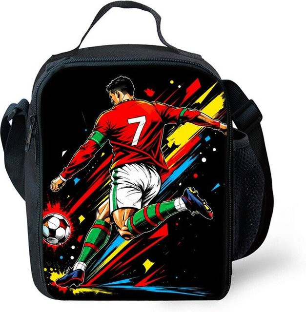 Isolierte Lunchtasche mit Fußball-Print von Fancy Style Studio, Thermobox für Picknick und Lebensmittel, Mehrfarbig - Bild 1