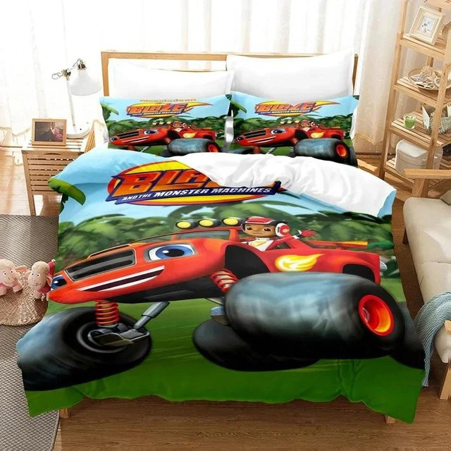 Bettwäscheset Blaze Cartoon Monster Machines mit Bettbezug und Kissenbezug, Mehrfarbig, B/H: 70 x 133 cm - Bild 1