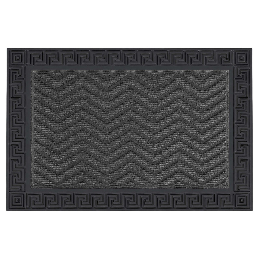 Relaxdays Fußmatte aus Polypropylen in Schwarz mit Zickzack-Muster, rutschfest und modern, B/T/H: 60 x 40 x 1 cm - Bild 2