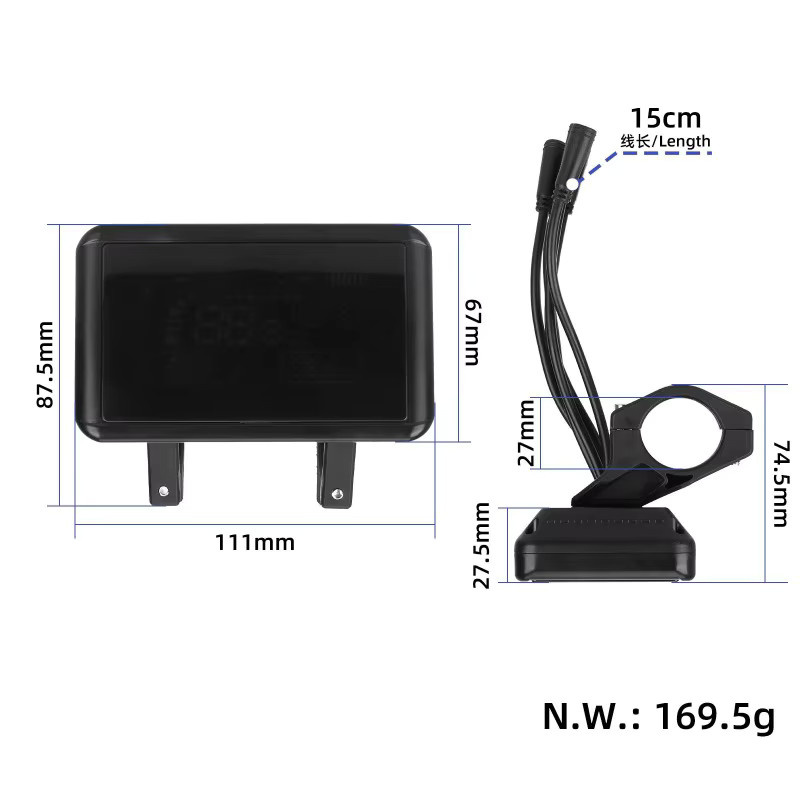 Xbot-T8 Digitales LCD Display Instrument 48 V für Zwheel ZRino 2022 Elektrische Roller in Schwarz - Bild 2