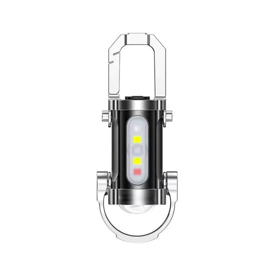 Tragbare Mini-Schlüsselanhänger-Taschenlampe in Silber als wasserdichtes Multifunktions-Notlicht mit wiederaufladbarem Akku - Bild 5