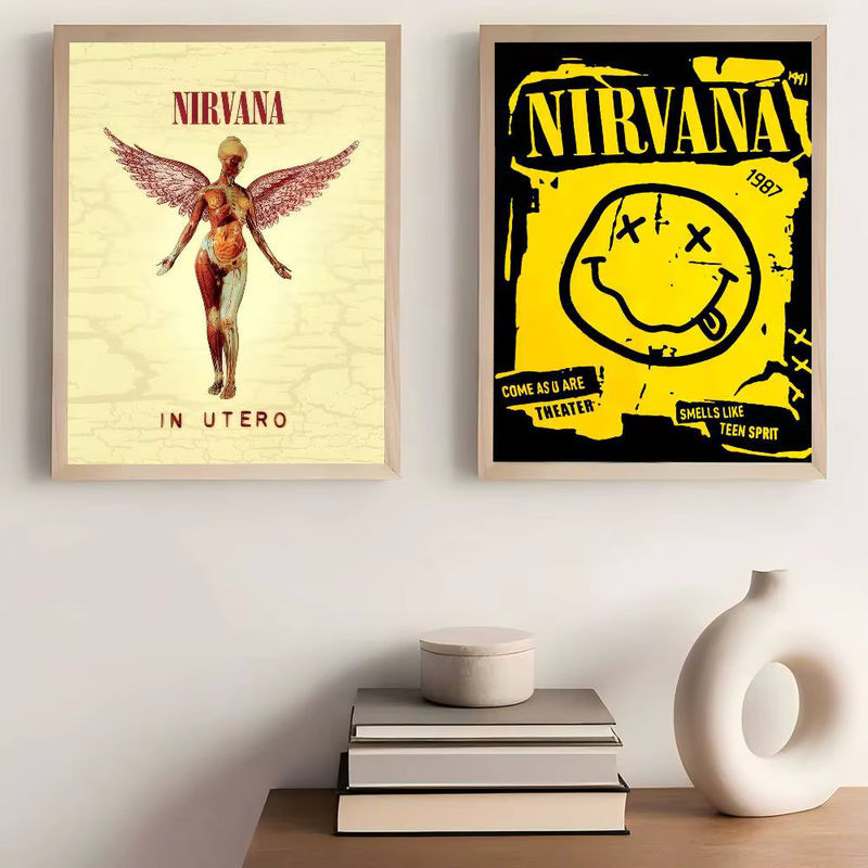 Selbstklebendes Kunstposter Nirvana Album Wandkunst aus weißem Kraftpapier, B/H: 15 x 15 cm - Bild 3