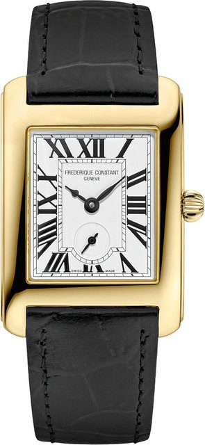 Frederique Constant Damenuhr, Analoguhr, Quarz, Edelstahl, Rechteckig, 36 mm, Leder, Weiß - Bild 1