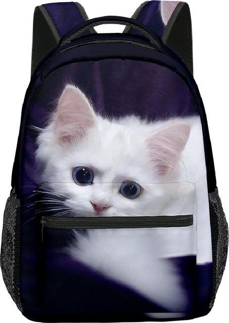 Fancy Style Studio Rucksack mit Katzenmuster für Jungen und Mädchen, wasserdichter 3D-Druck Oxford-Schulranzen in Mehrfarbig - Bild 1