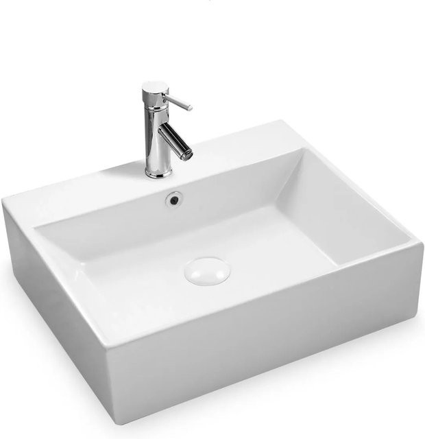 Stilform Marina Wand-Hänge-Waschbecken aus Keramik in Weiß mit dünnem Rand, B: 50 cm, T: 42 cm, H: 14,5 cm - Bild 1