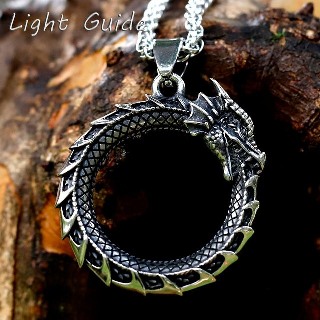 Anhänger Edelstahl, Silber, Wikinger Drache, Unisex - Bild 1