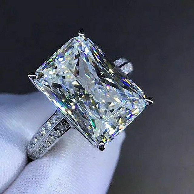 YIRAN Jewelry Verlobungsring, quadratischer Kristallstein, grau, Damen - Bild 1