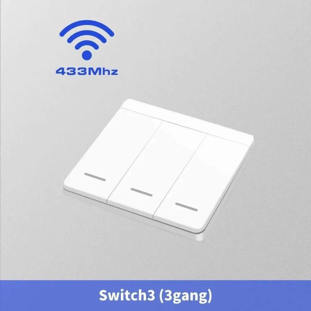 YJMP Drahtloser Smart Home Lichtschalter 3-fach mit 433MHz Fernbedienung, Wand-Beleuchtungsschalter in Weiß, 10A, 220V - Bild 1