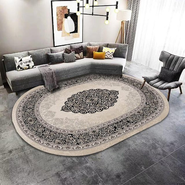 HGHT Ovaler Teppich in Beige, Maschinenwaschbarer Flanell-Teppich mit Anti-Rutsch-Funktion, B/T: 90 x 60 cm - Bild 1