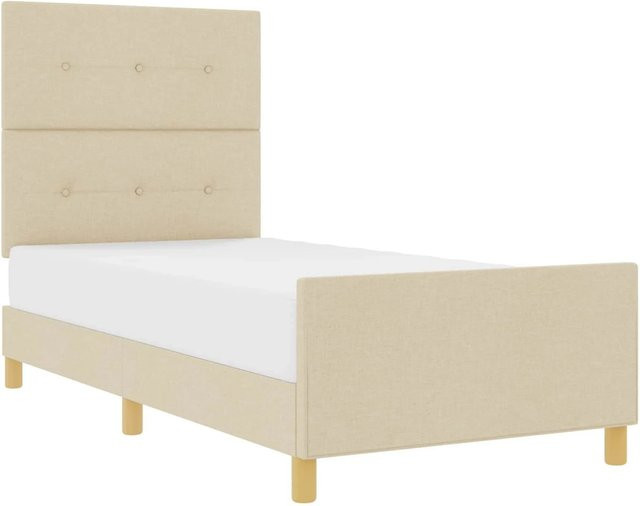 vidaXL Bettgestell mit Kopfteil in Creme und Beige aus Stoff, B/T/H: 100 x 200 x 103 cm - Bild 1