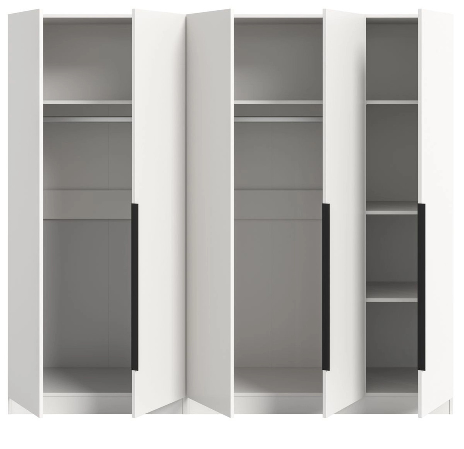 5-türiger Kleiderschrank Swan in Weiß, modern mit Innenausstattung aus Regalböden und Kleiderstange, Höhe: 200 cm, Breite: 181 cm - Bild 4